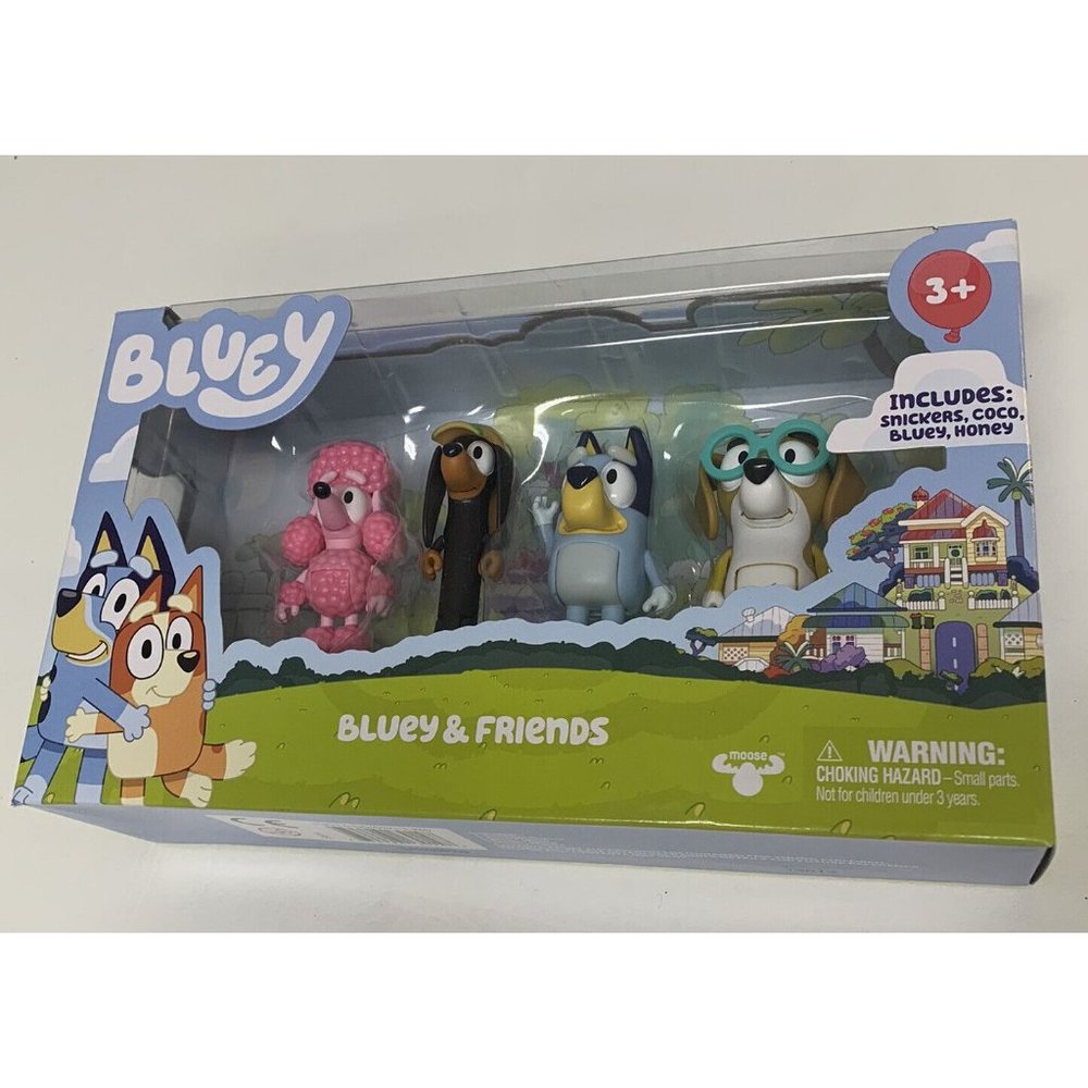 BLUEY Bluey Friends Family Toy Mini Figures Bluey Snickers Coco Honey 4 Pack